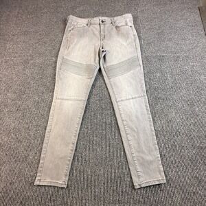 Mossimo Denim Womens Size 16R Grey Moto Skinny Jeans Mid Rise Power Stretch